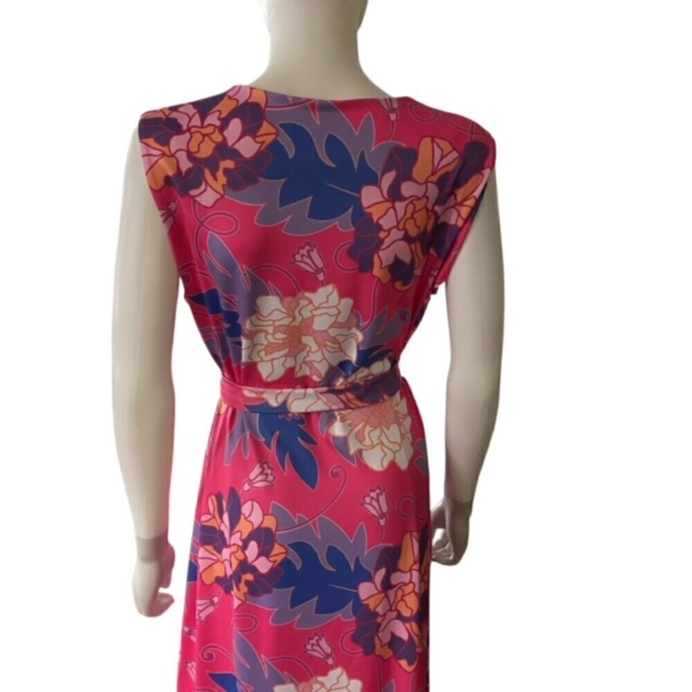 Rulon Reed Pink Floral Sleeveless Maxi Dress Large - Picture 6 of 6